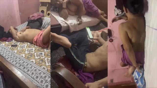 Aunty Showing Open Boobs Freely On Bed Near Kids - Auntymaza