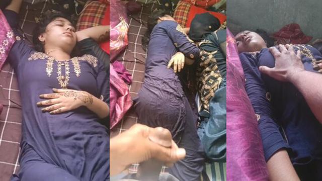 Sleeping Sister Boobs By Brother While Jerking His Cock - Auntymaza