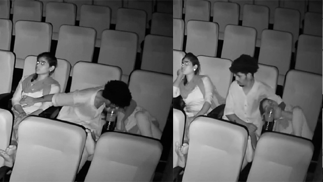 Threesome Romance On Cinema Hall CCTV Cam Record - Auntymaza