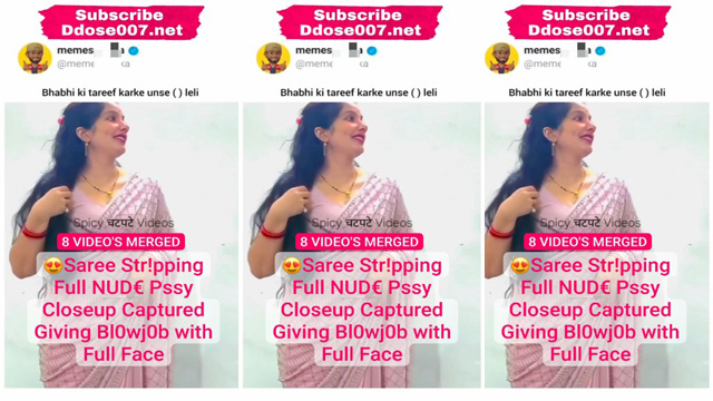 Desi Bhabhi Latest Trending Viral Saree Stripping – Full Nude Pssy Closeup Captured – Giving Blowjob with Full Face Clip - Auntymaza